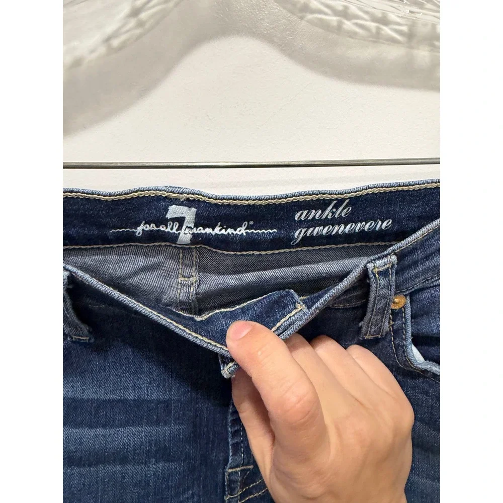 7‎ For All Mankind Womens Ankle Jeans Distressed Gwenevere Blue 28